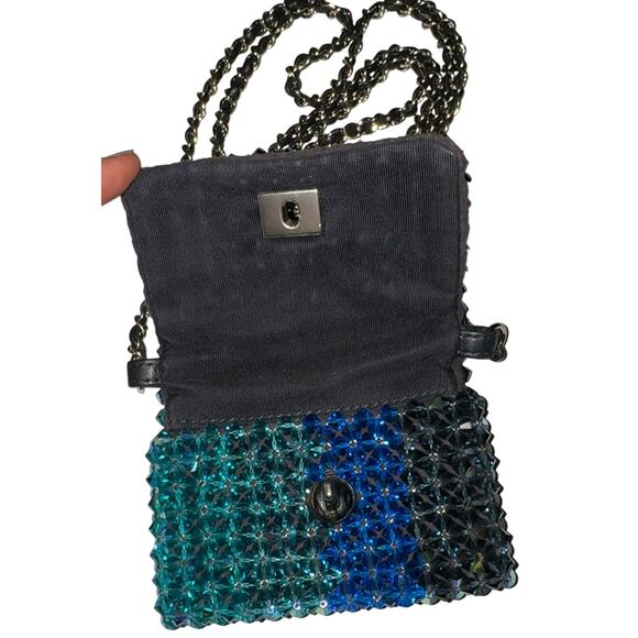 Chanel Crystal Micro Flap Bag CC Evening Ombre Iridescent Mini Crossbody Handbag - Picture 15 of 15